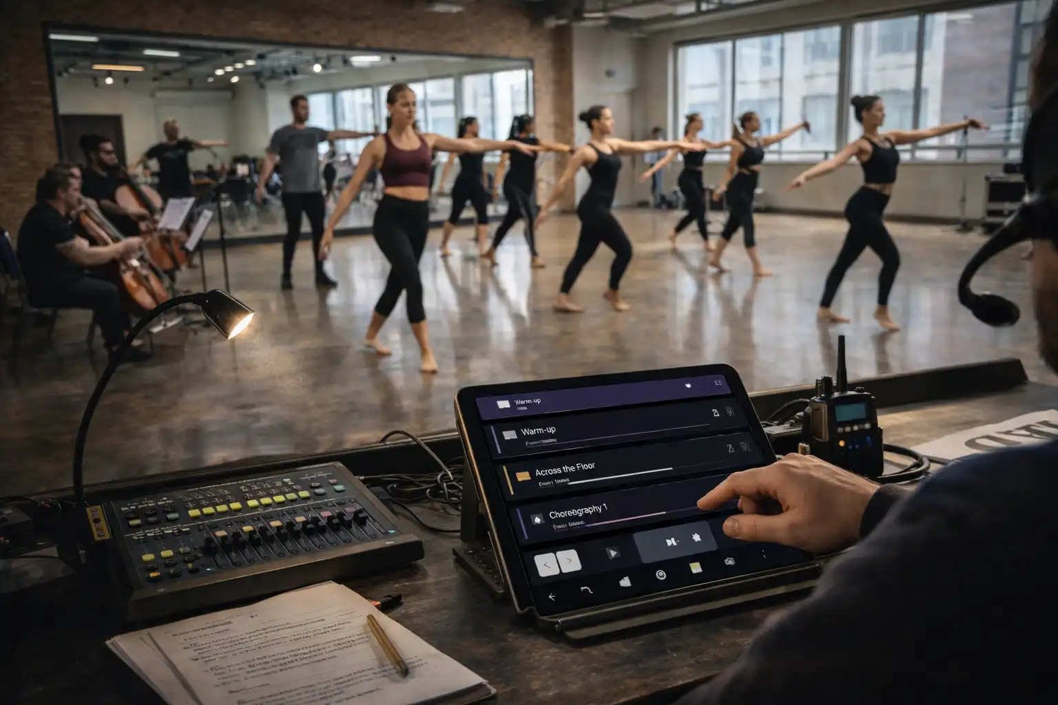 Dance choreography using precise music cues during rehearsal