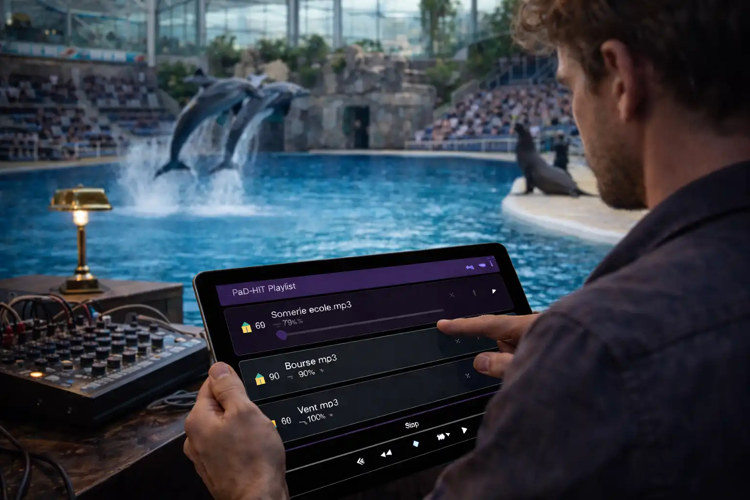 Minimal soundboard app interface for live audio cues