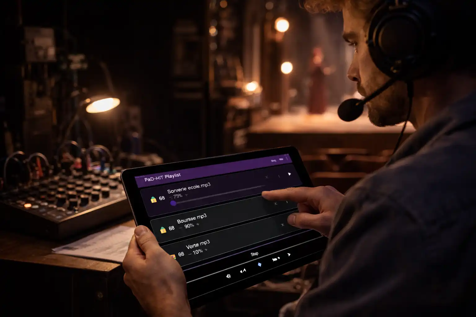 Professional sound trigger app for stage management and technical audio cues