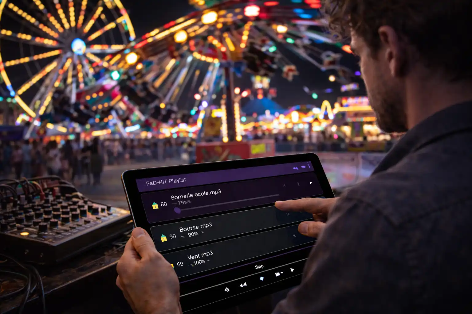 Tablet sound trigger app used during live performance